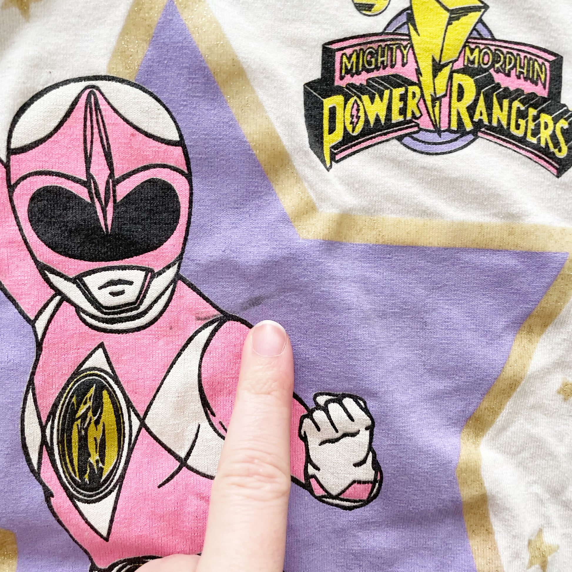 Power Rangers Kimberly Glitter Star Tee - Yellow Clover Vintage Kids Clothes