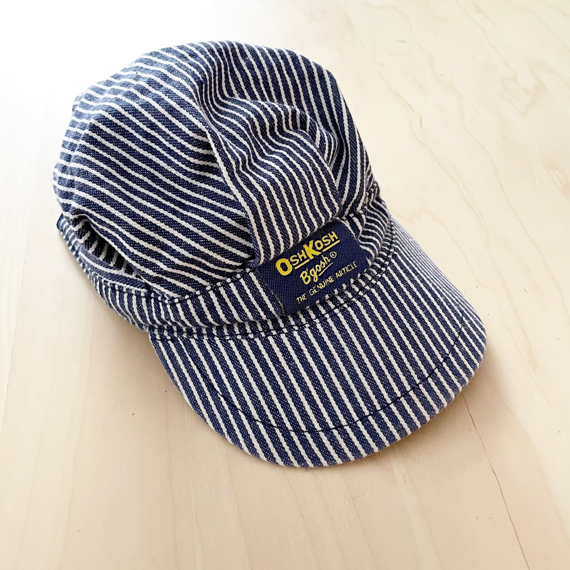 Vintage OshKosh Blue Engineer Stripe Hat - Yellow Clover Vintage Kids Clothes