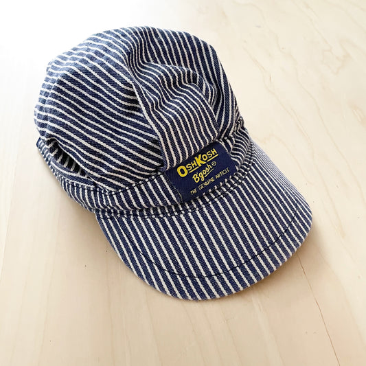 Vintage OshKosh Blue Engineer Stripe Hat - Yellow Clover Vintage Kids Clothes