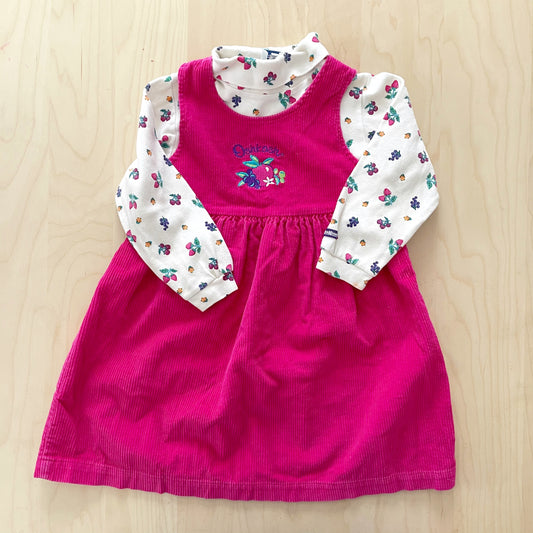 OshKosh Fruit Cord Dress Set - Yellow Clover Vintage Kids Clothes