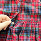 OshKosh Bow Collar Plaid Flannel Dress - Yellow Clover Vintage Kids Clothes