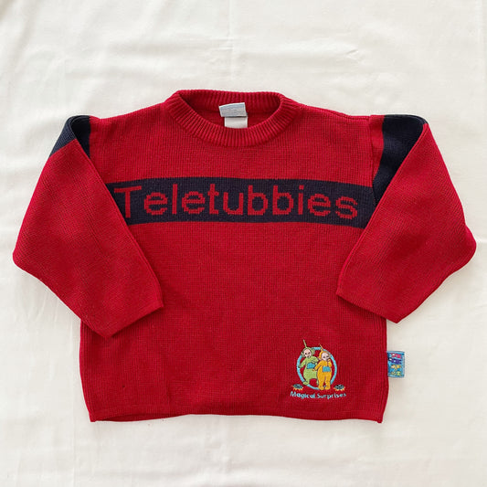 Teletubbies Spell Out Sweater - Yellow Clover Vintage Kids Clothes