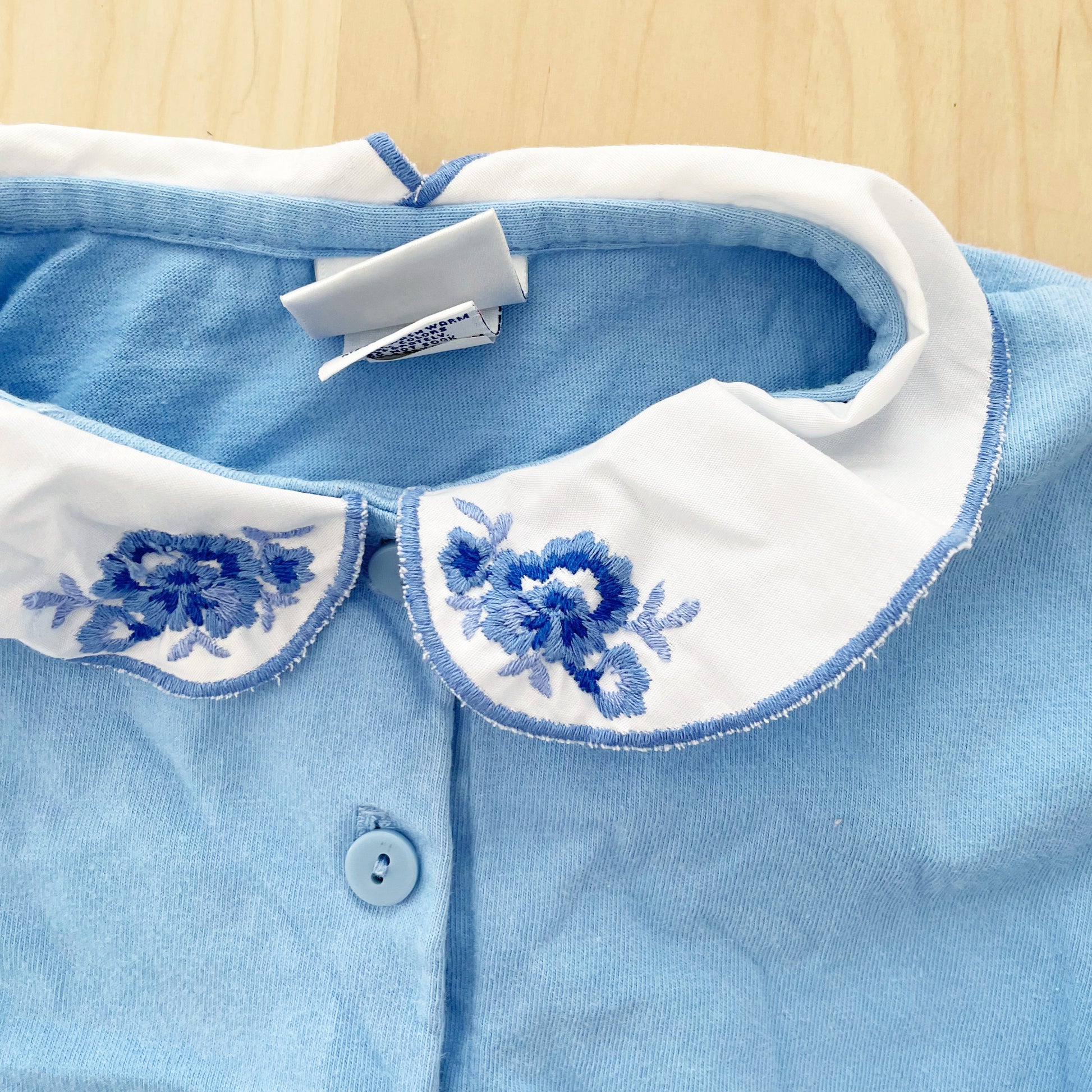 OshKosh Light Blue Embroidered Collar Layer Top - Yellow Clover Vintage Kids Clothes