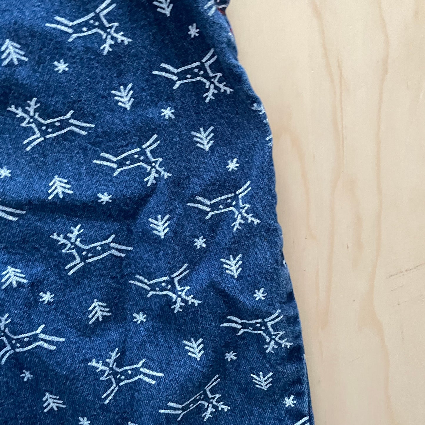 OshKosh Reindeer Print Denim Overalls - Yellow Clover Vintage Kids Clothes