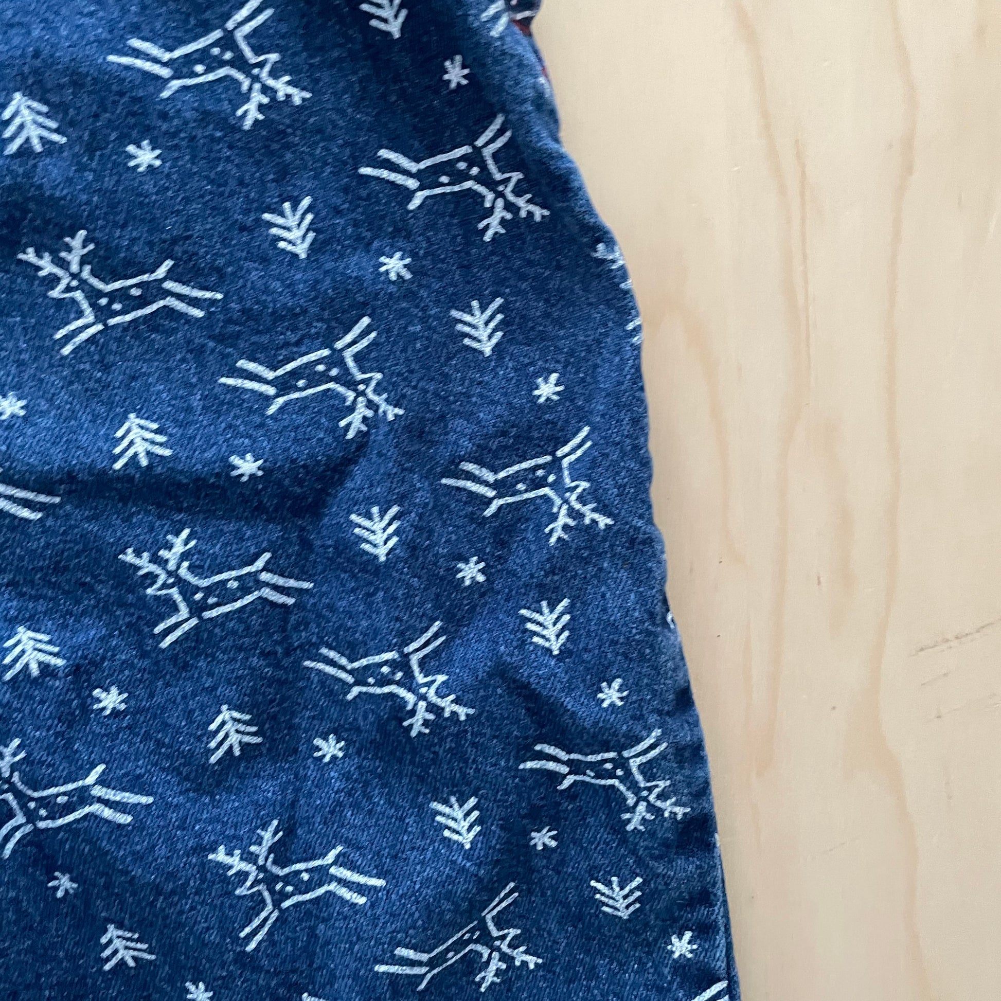 OshKosh Reindeer Print Denim Overalls - Yellow Clover Vintage Kids Clothes