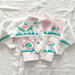 Pastel Embroidered Chunky Cardigan - Yellow Clover Vintage Kids Clothes