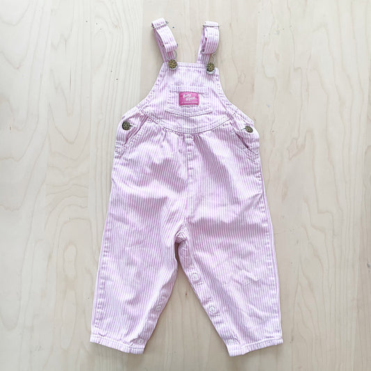 OshKosh Scoop Cut Pink Engineer Stripe Overalls