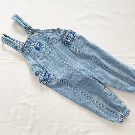 OshKosh Denim Logo Trim Bubble Overalls - Yellow Clover Vintage Kids Clothes