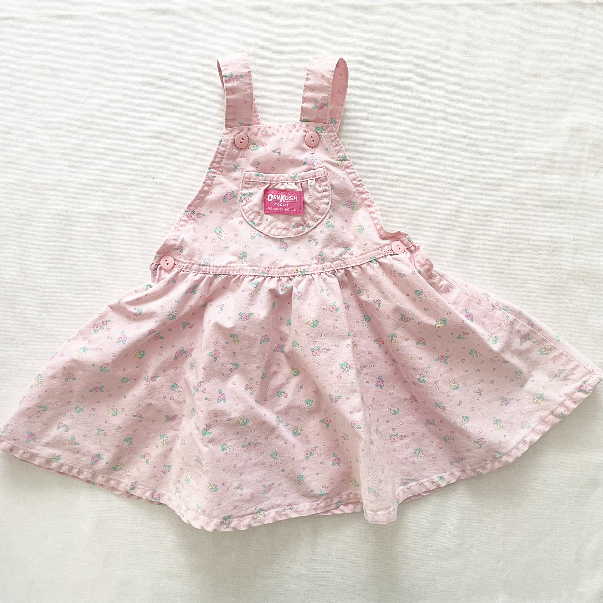 OshKosh Light Pink Floral Print Skirtall - Yellow Clover Vintage Kids Clothes