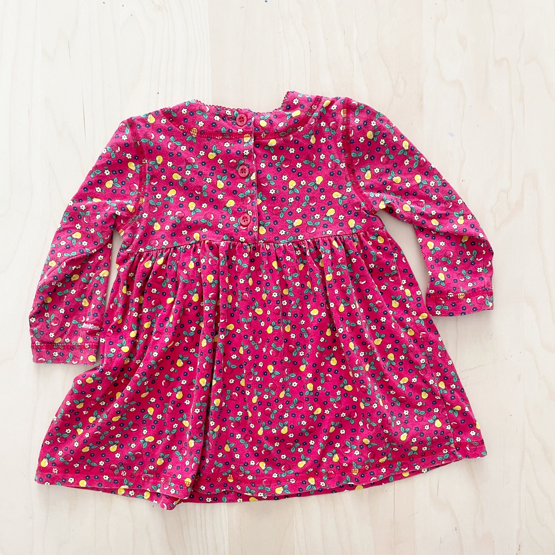 OshKosh Pear Floral Jersey Dress - Yellow Clover Vintage Kids Clothes