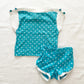 Vintage Turquoise Polka Dot Boat Neck Toddler Set 