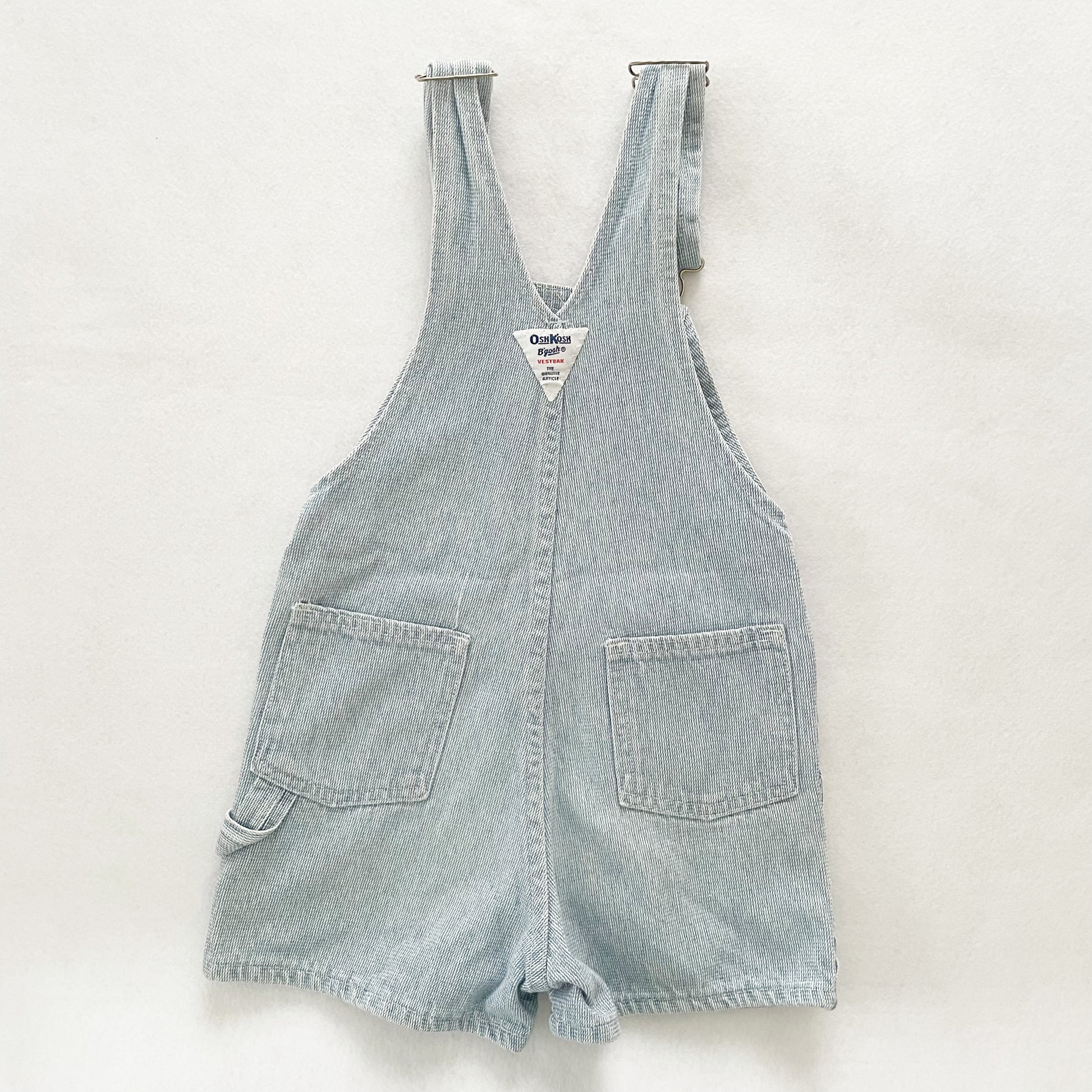 OshKosh Light Wash Textured Shortalls - Yellow Clover Vintage Kids Clothes