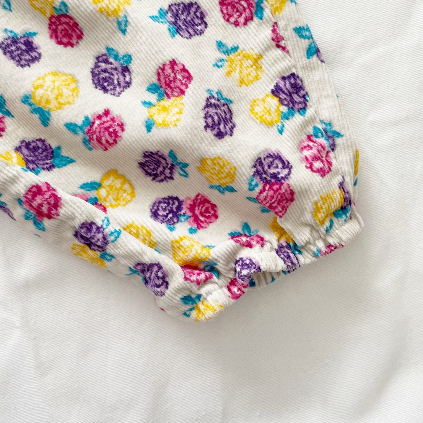 OshKosh Multicolored Rose Print Fine Cord Overalls