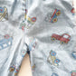 OshKosh Car Print Light Denim Joggers - Yellow Clover Vintage Kids Clothes