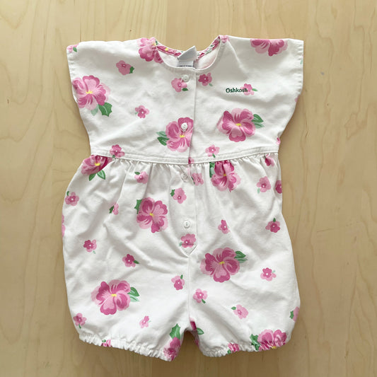 OshKosh Hibiscus Flower Romper - Yellow Clover Vintage Kids Clothes