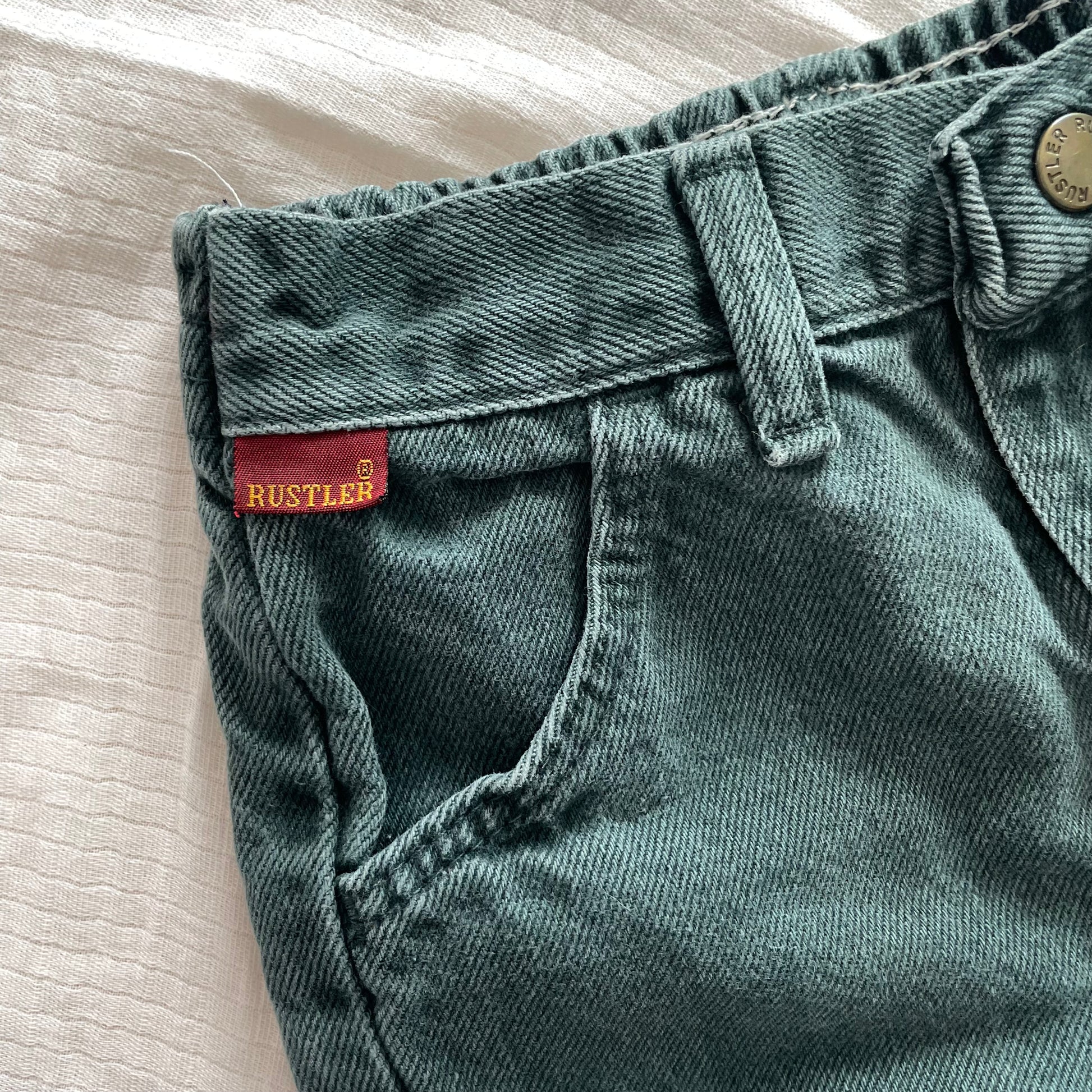 Rustler Green Denim Jeans - Yellow Clover Vintage Kids Clothes