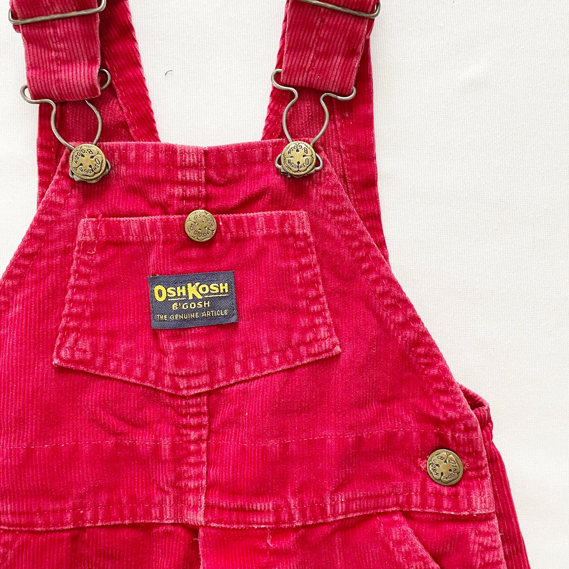 OshKosh Darker Red Cord Overalls - Yellow Clover Vintage Kids Clothes