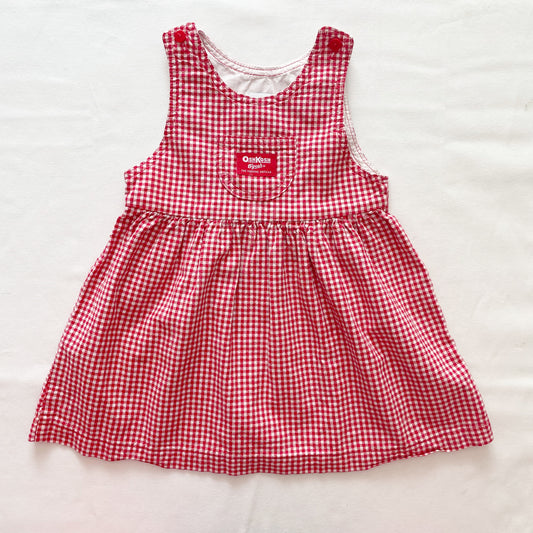 OshKosh Red Gingham Pinafore Dress - Yellow Clover Vintage Kids Clothes