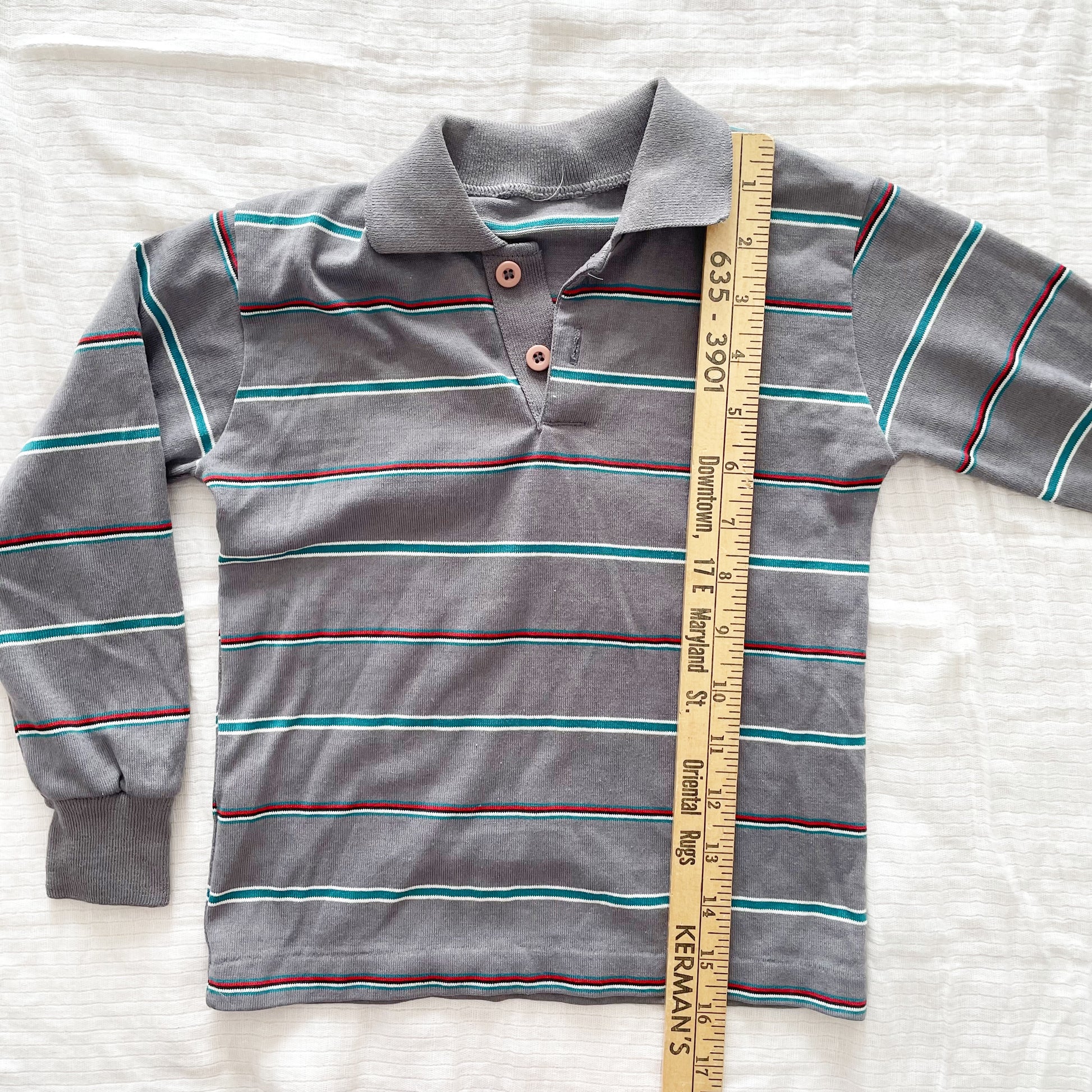 Striped Collared Polo Shirt - Yellow Clover Vintage Kids Clothes