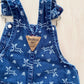 OshKosh Reindeer Print Denim Overalls - Yellow Clover Vintage Kids Clothes