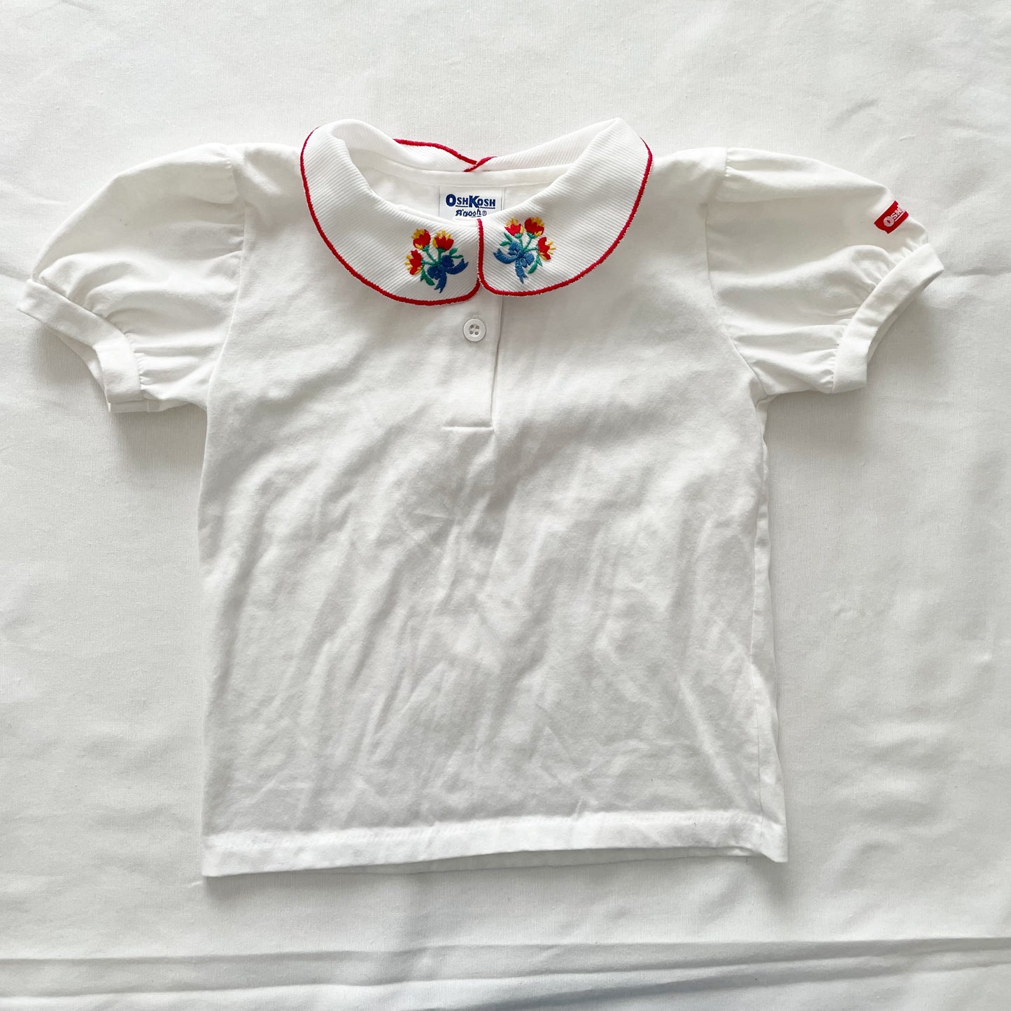 OshKosh Tulip Bouquet Embroidered Collared Shirt - Yellow Clover Vintage Kids Clothes