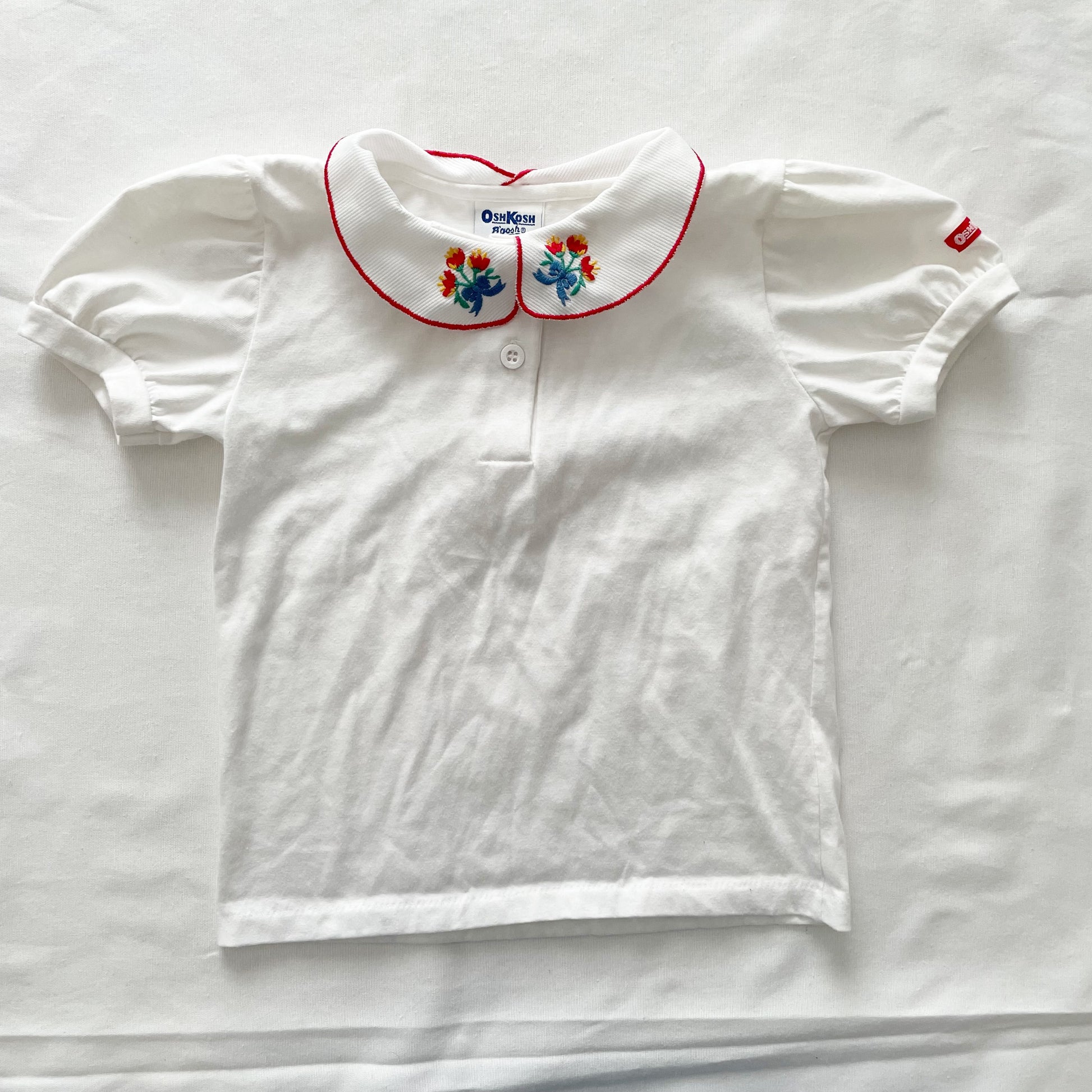 OshKosh Tulip Bouquet Embroidered Collared Shirt - Yellow Clover Vintage Kids Clothes