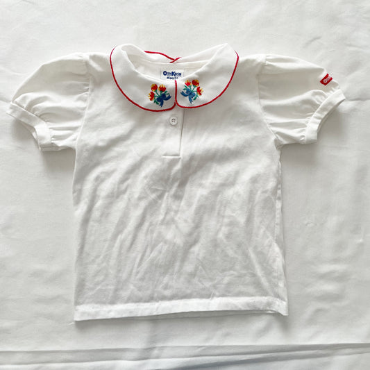OshKosh Tulip Bouquet Embroidered Collared Shirt - Yellow Clover Vintage Kids Clothes