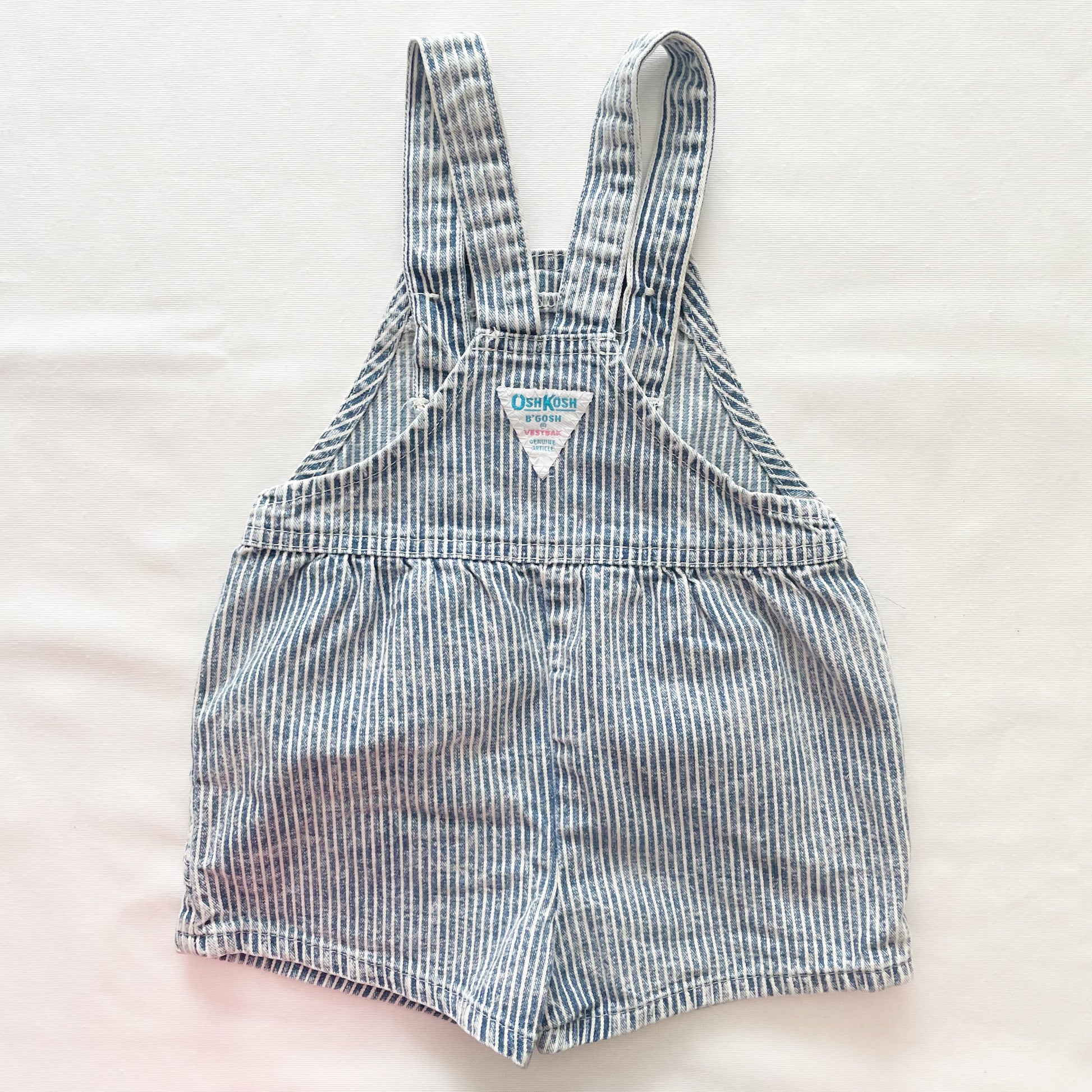 OshKosh Acid Wash Hickory Stripe Shortalls - Yellow Clover Vintage Kids Clothes