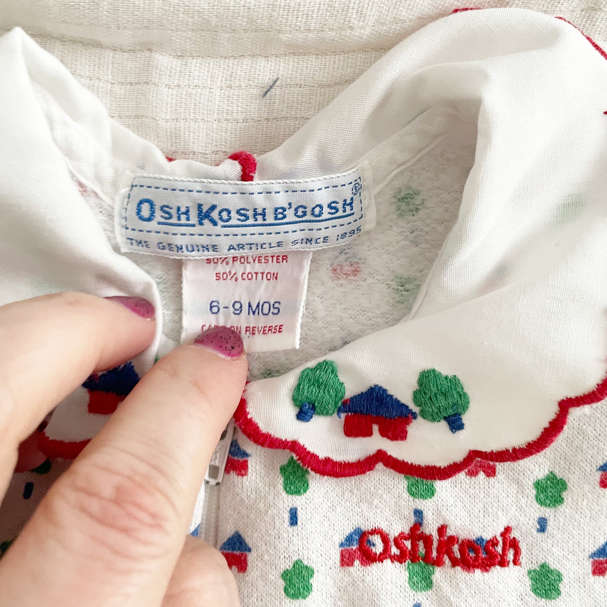 OshKosh Houses Print Sweatshirt Romper - Yellow Clover Vintage Kids Clothes