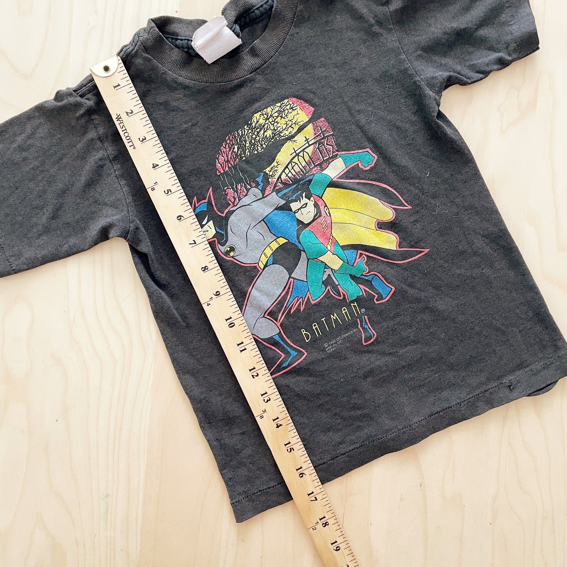Vintage 1992 Batman and Robin Kids Graphic Tee - Yellow Clover Vintage Kids Clothes