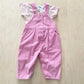 OshKosh Pink Cord Ruffle Back Overalls with Bodysuit - Yellow Clover Vintage Kids Clothes