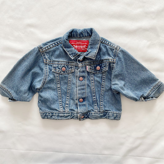 Levi’s Medium Wash White Tab Denim Jacket • 12m - Yellow Clover Vintage Kids Clothes