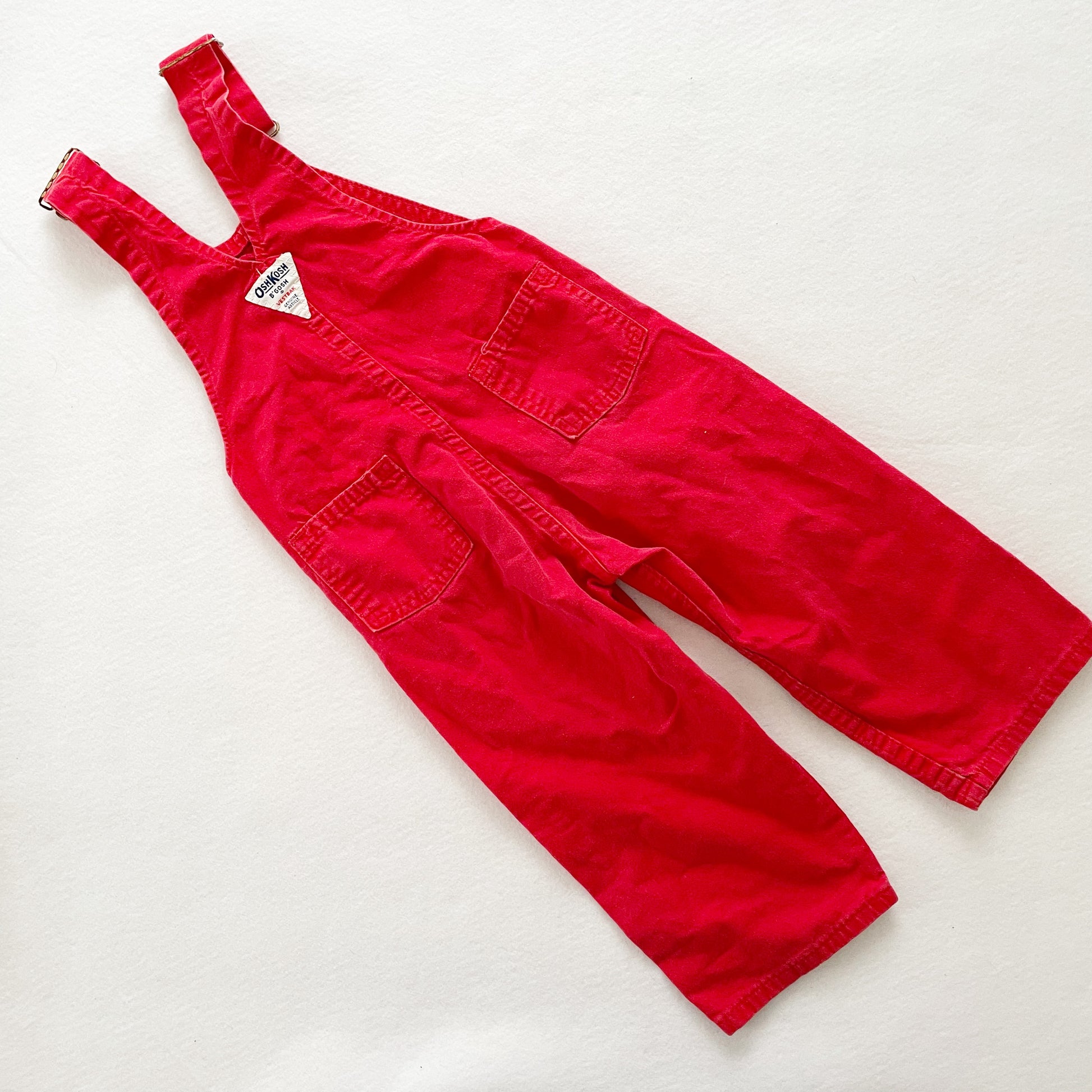 OshKosh Solid Red Overalls - Yellow Clover Vintage Kids Clothes