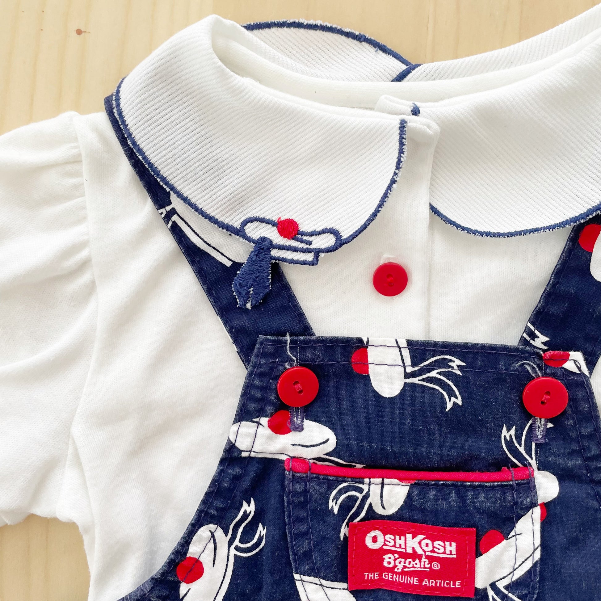 OshKosh Sailor Hat Shortalls Set - Yellow Clover Vintage Kids Clothes
