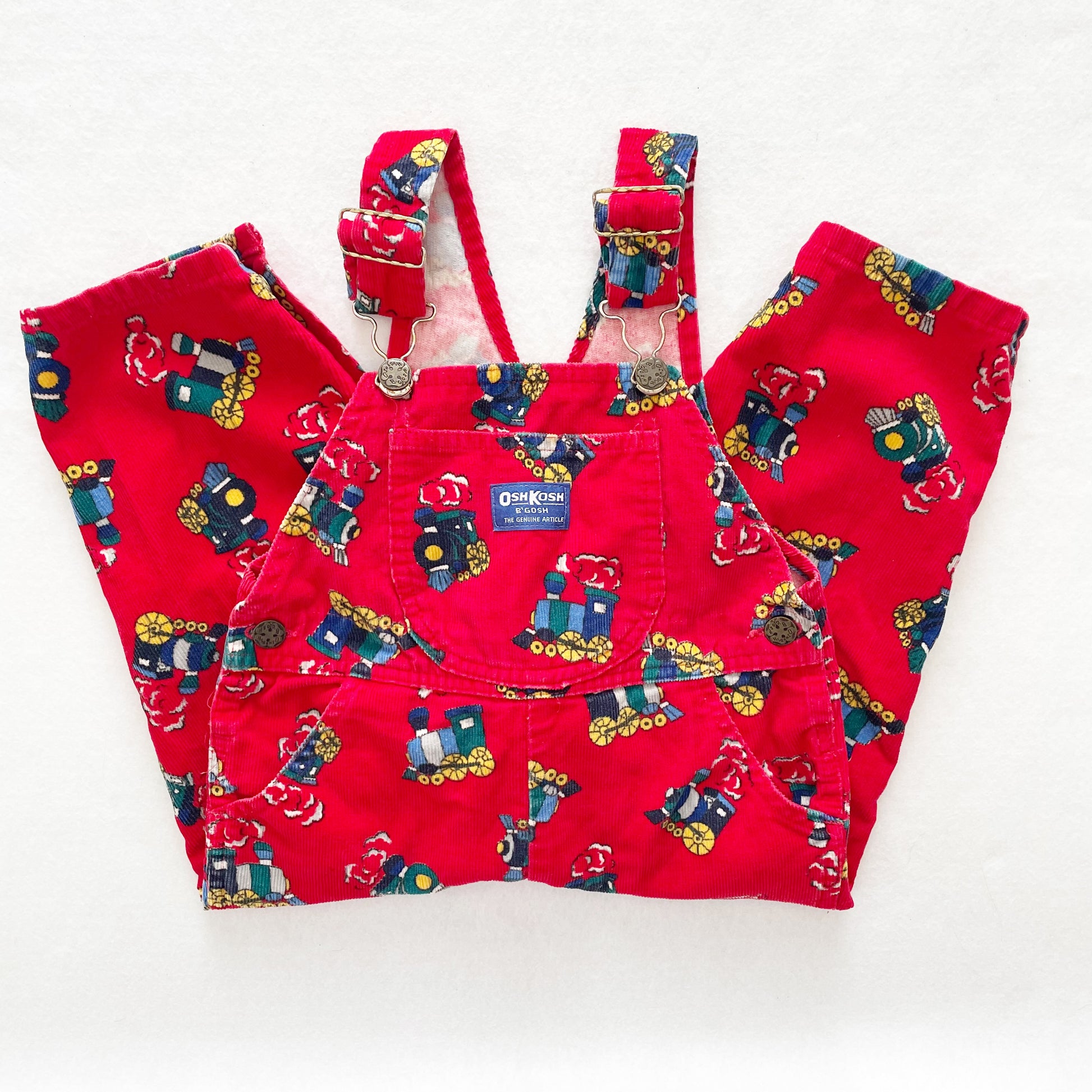 OshKosh Train Cord Overalls - Yellow Clover Vintage Kids Clothes