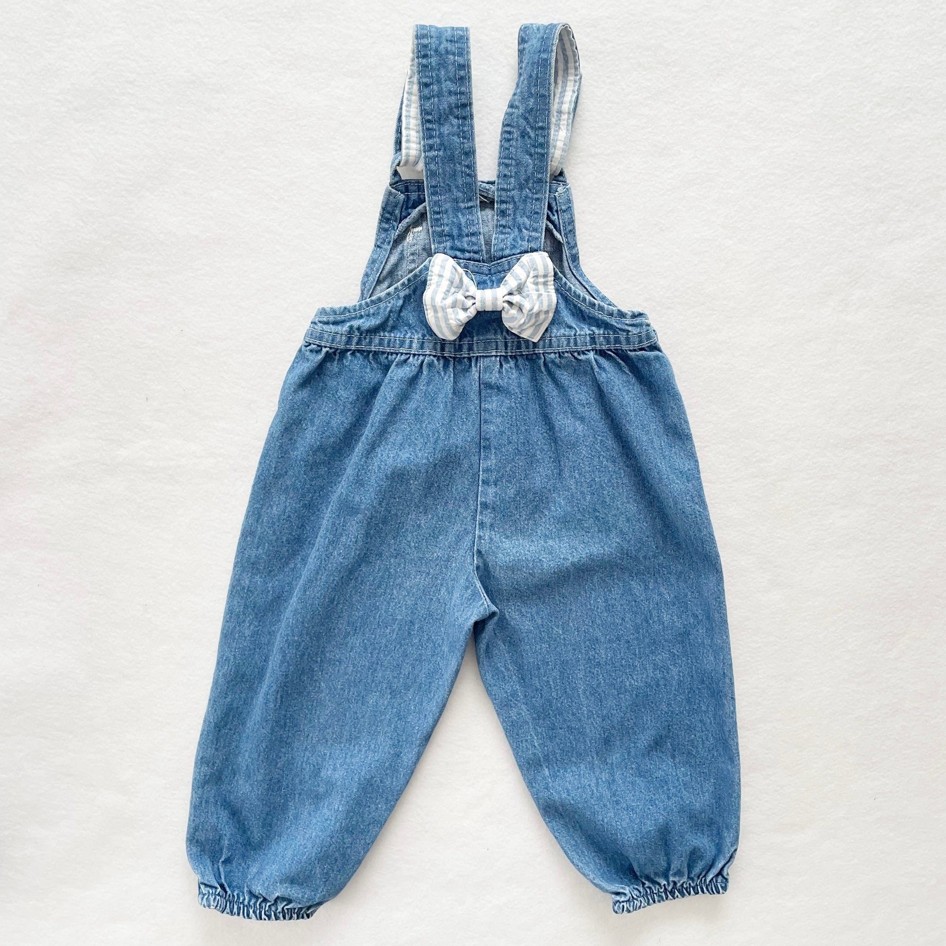 OshKosh Striped Accent Bubble Overalls - Yellow Clover Vintage Kids Clothes