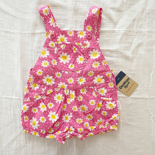 OshKosh Pink Daisy Print Romper - Yellow Clover Vintage Kids Clothes