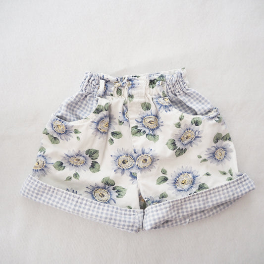 Floral Gingham Shorts - Yellow Clover Vintage Kids Clothes