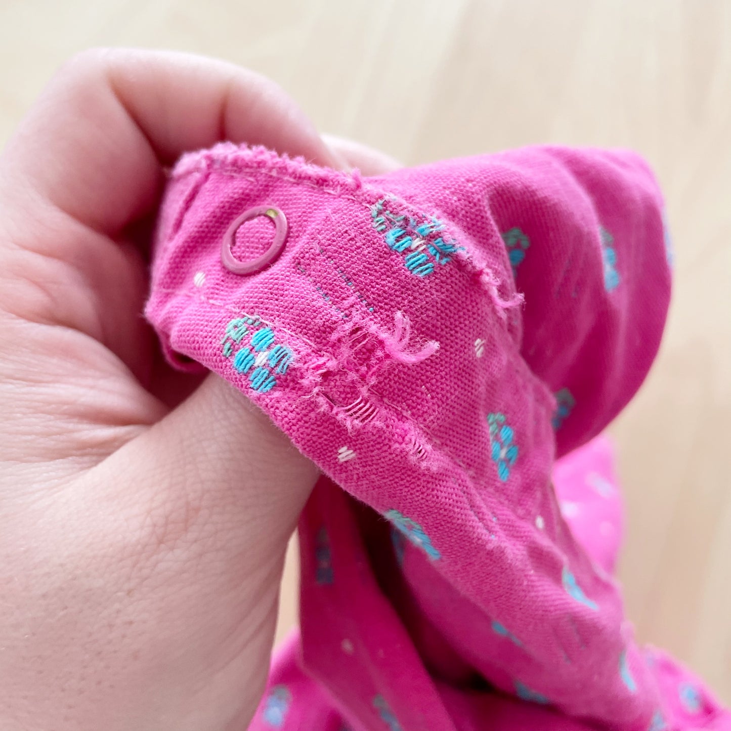 OshKosh Pink + Turquoise Woven Bow Back Overalls - Yellow Clover Vintage Kids Clothes