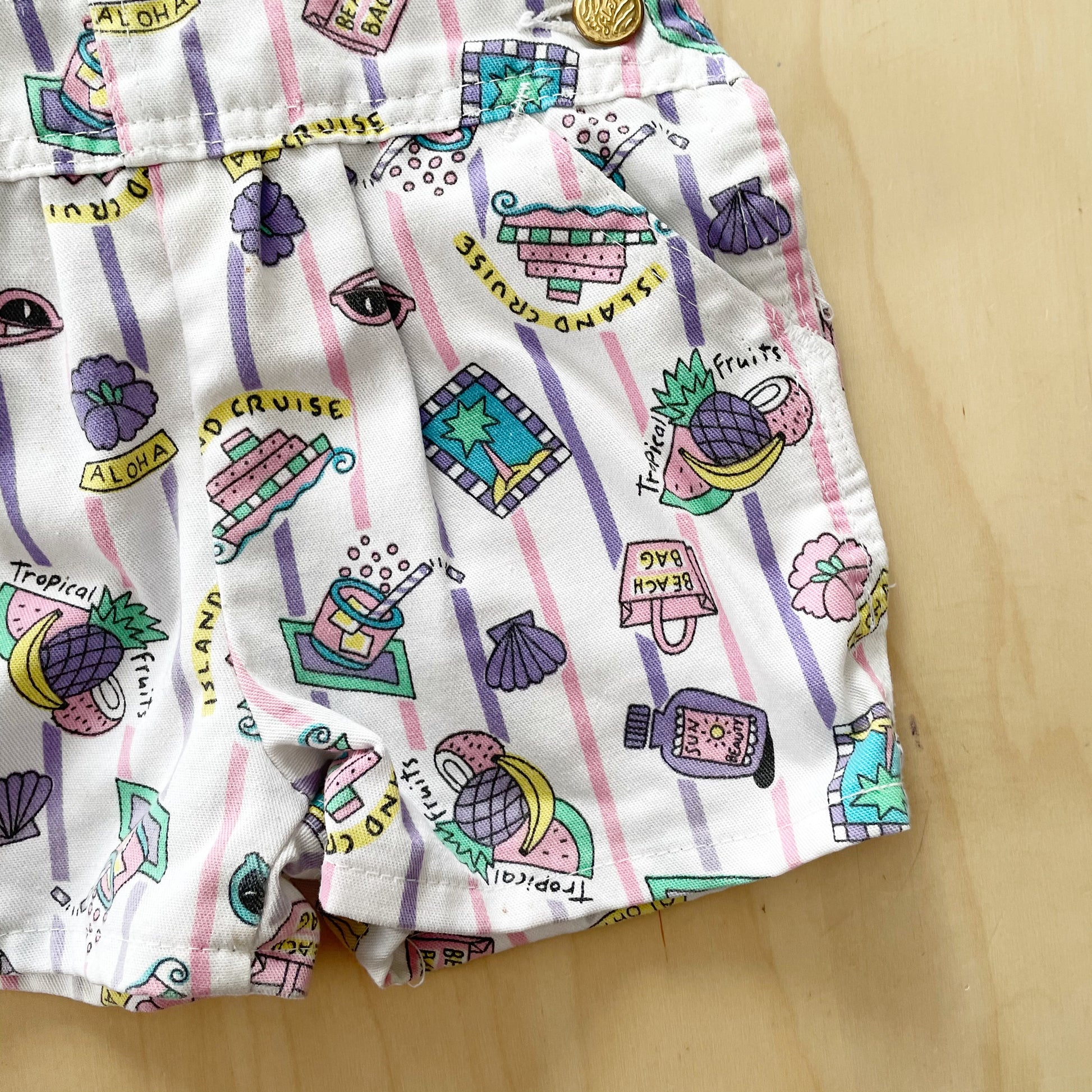 Vintage Liberty Summer Striped Shortalls - Yellow Clover Vintage Kids Clothes