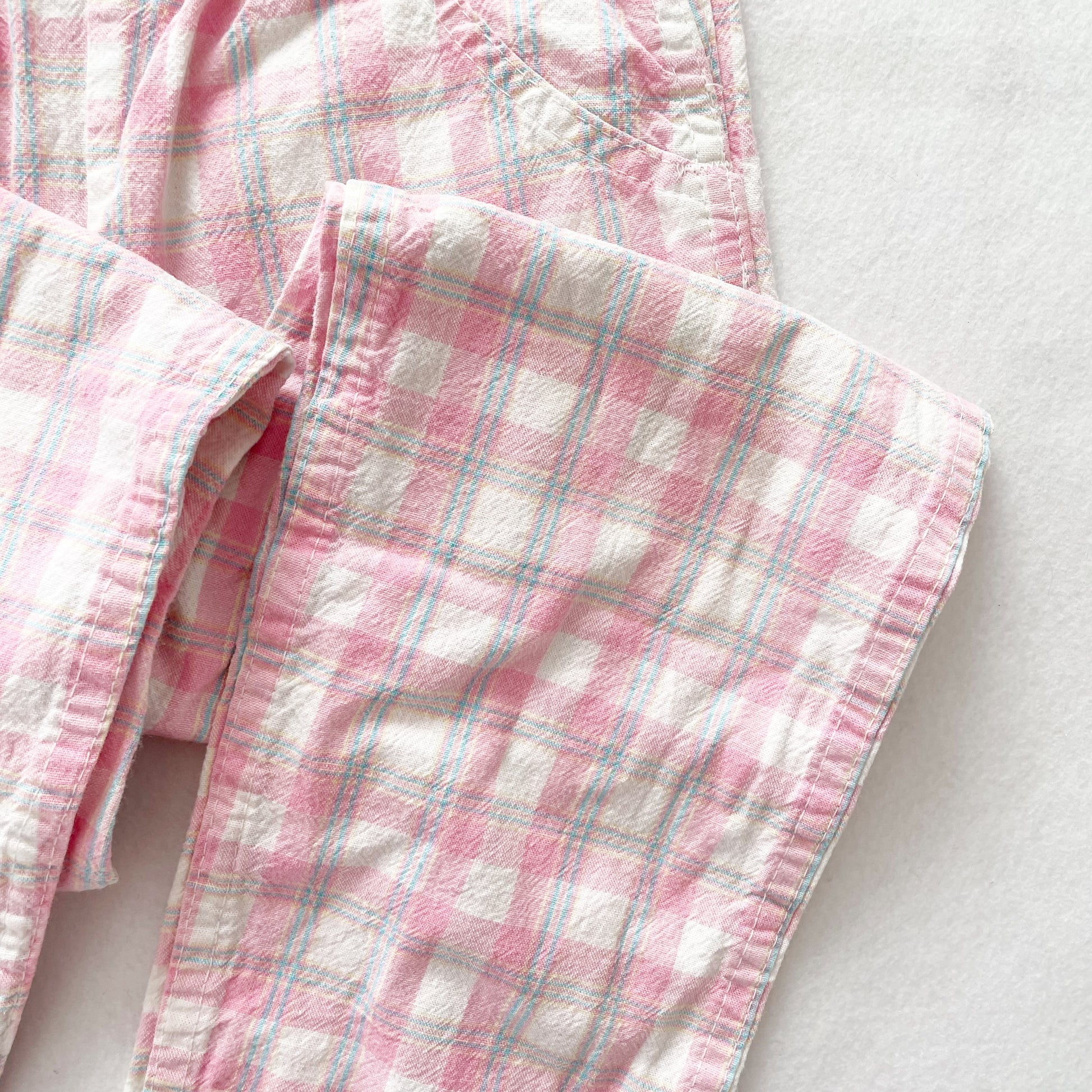OshKosh Pink Plaid Overalls - Yellow Clover Vintage Kids Clothes
