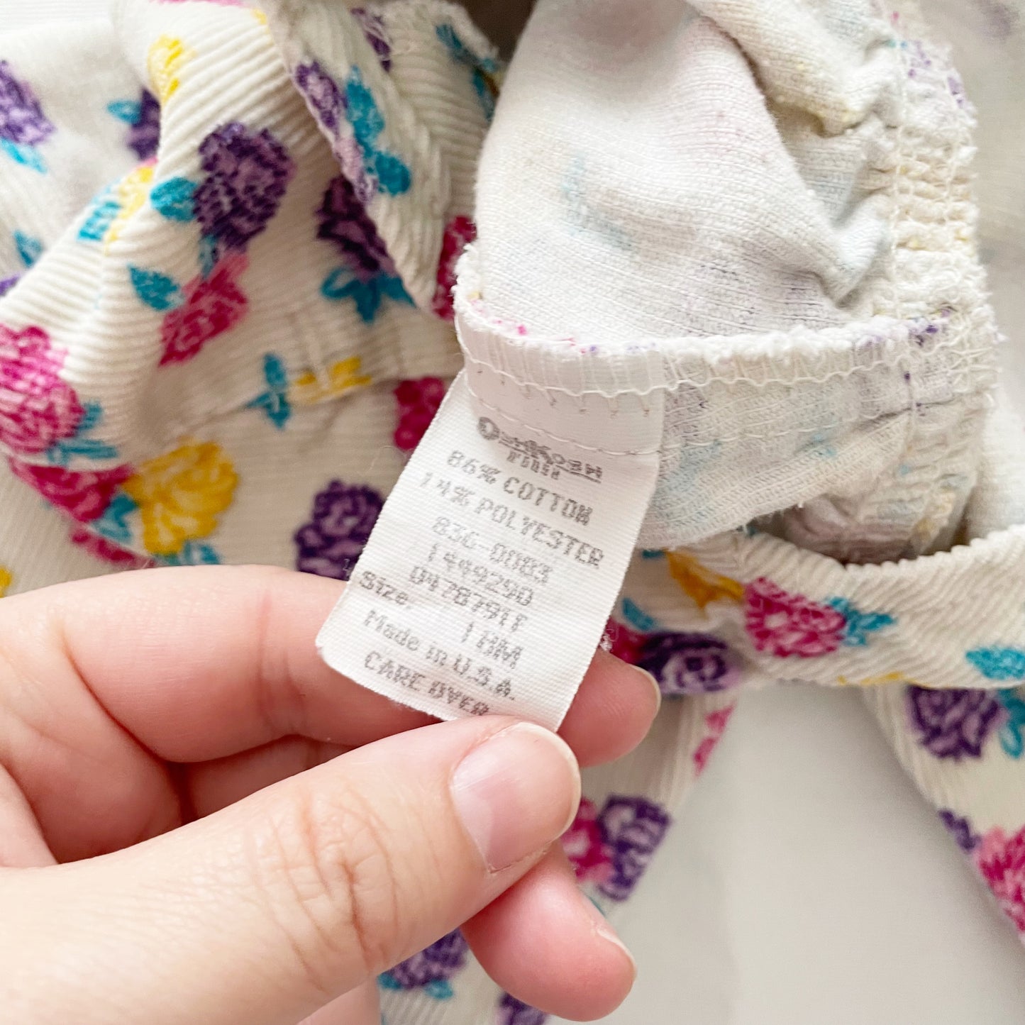OshKosh Multicolored Rose Print Fine Cord Overalls