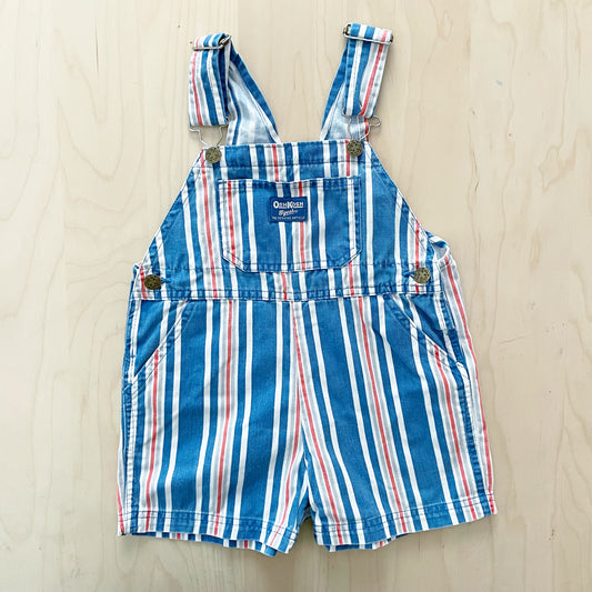 OshKosh Blue and Orange Stripe Shortalls - Yellow Clover Vintage Kids Clothes