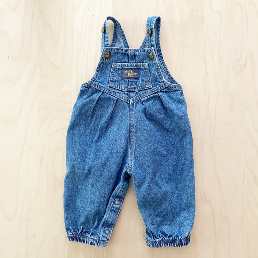 Baby B’gosh Medium Wash Denim Bubble Overalls - Yellow Clover Vintage Kids Clothes