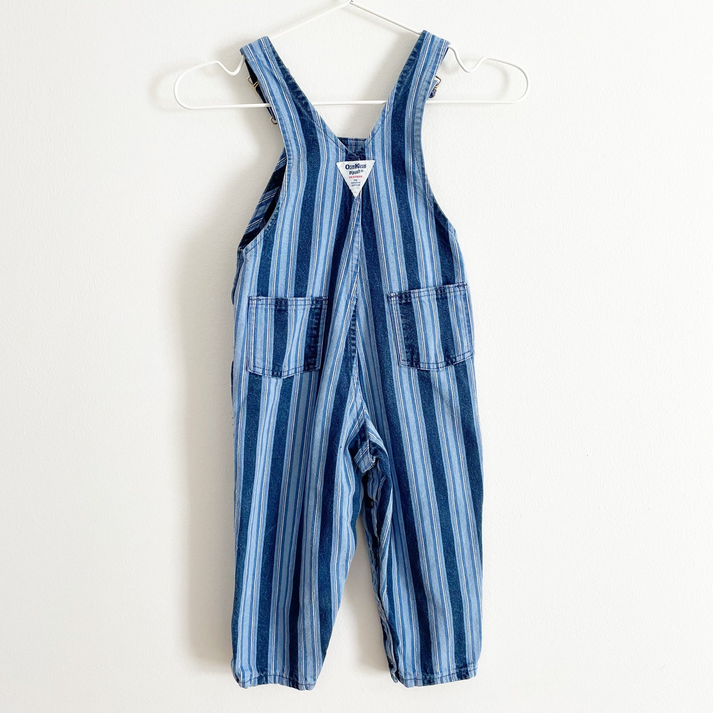 OshKosh Blue Wide Striped Overalls - Yellow Clover Vintage Kids Clothes