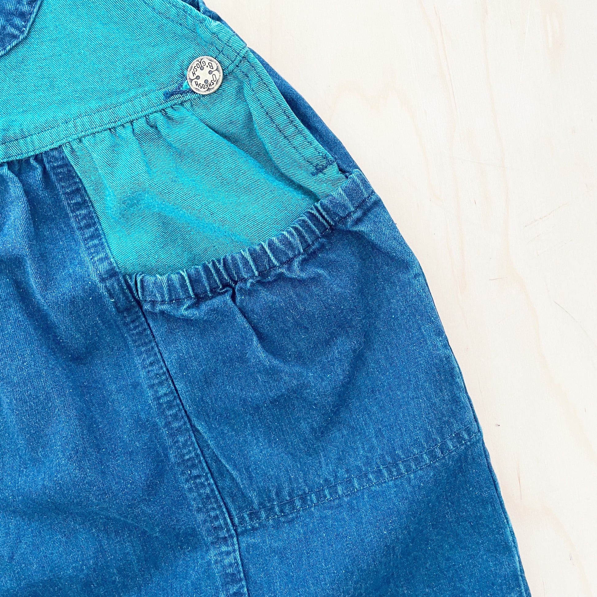 OshKosh Teal Wash Pocket Skirtall - Yellow Clover Vintage Kids Clothes
