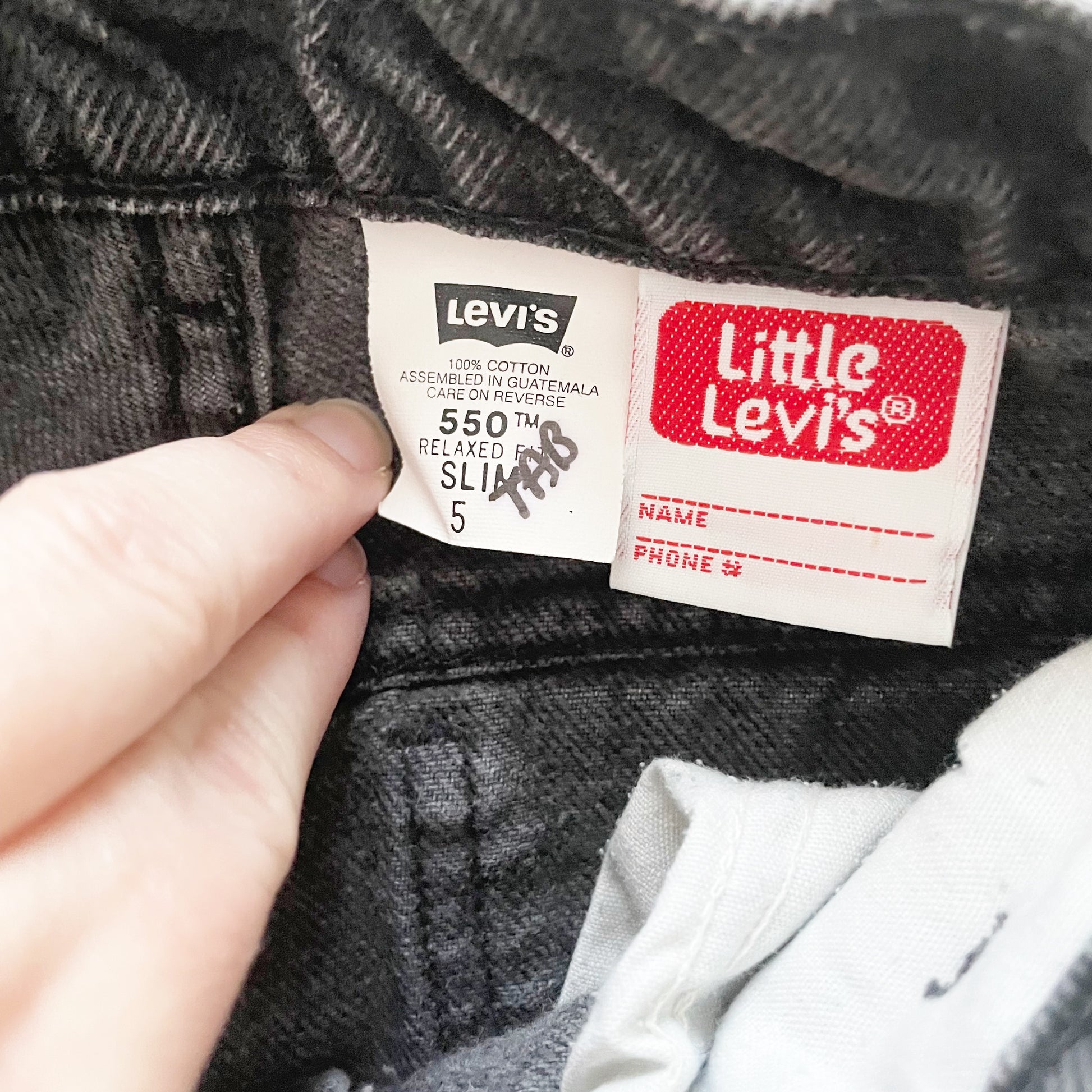 Levi’s 550 Relaxed Fit Orange Tab Black Jeans - Yellow Clover Vintage Kids Clothes
