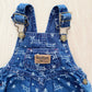 OshKosh Reindeer Print Denim Overalls - Yellow Clover Vintage Kids Clothes