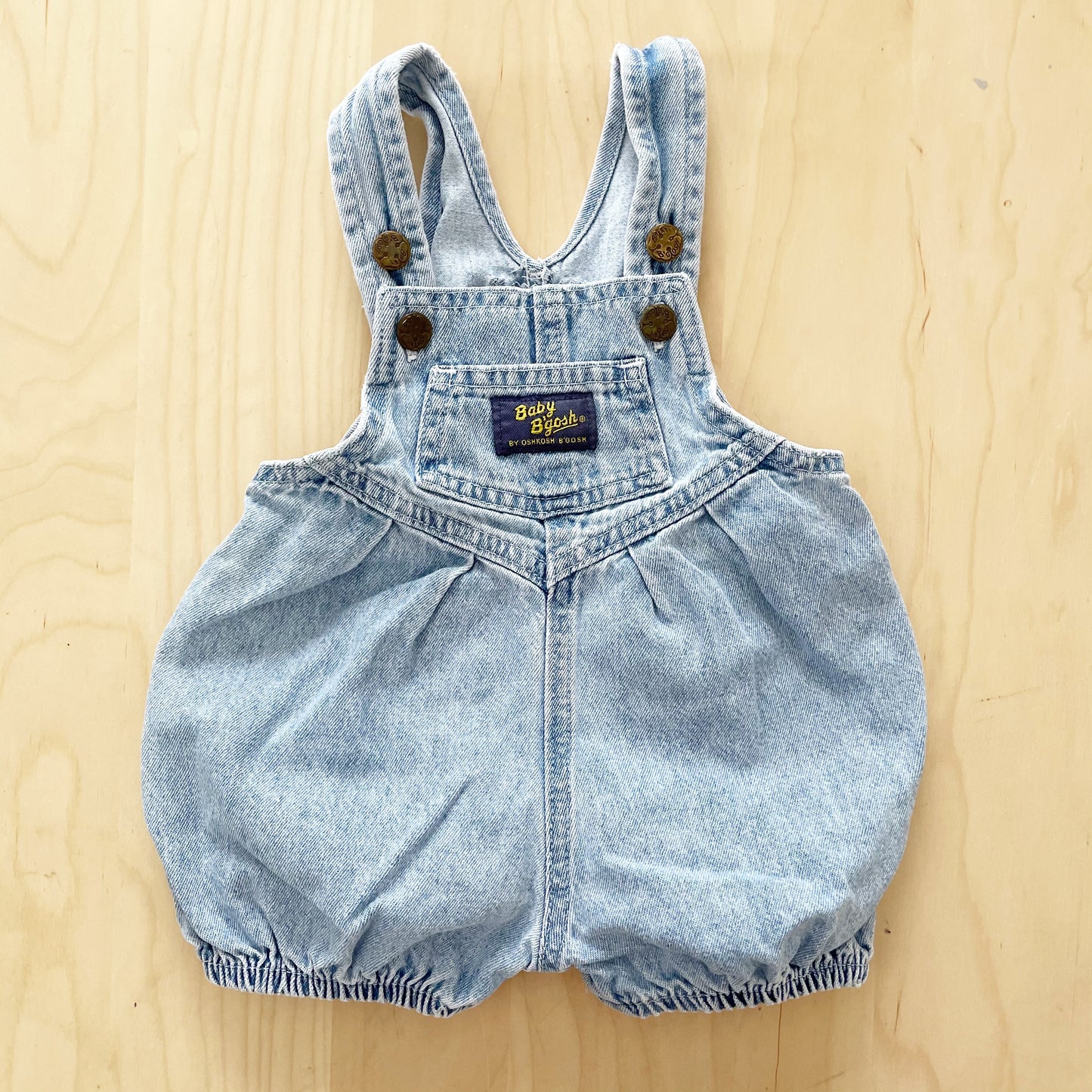 Vintage Baby B’gosh Light Wash Denim Bubble Overalls - Yellow Clover Vintage Kids Clothes