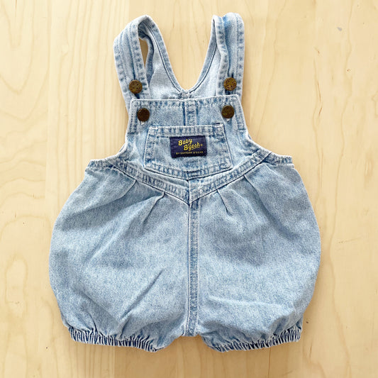 Vintage Baby B’gosh Light Wash Denim Bubble Overalls - Yellow Clover Vintage Kids Clothes